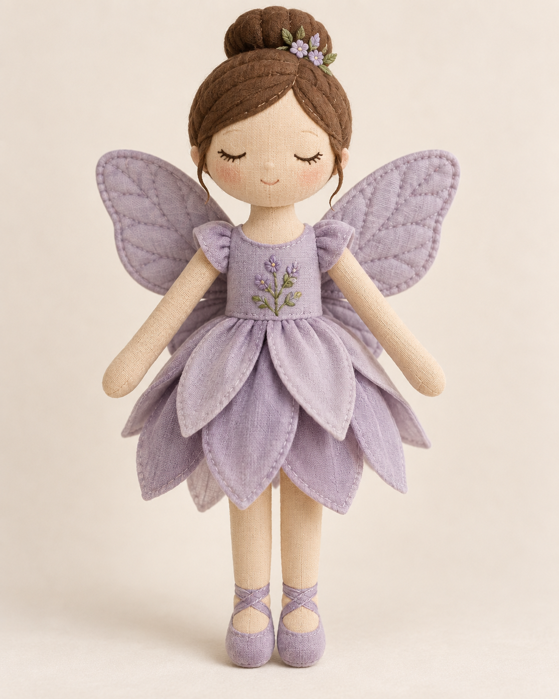 AI design concept of a lavender fairy soft fairy doll; not a manufactured sample