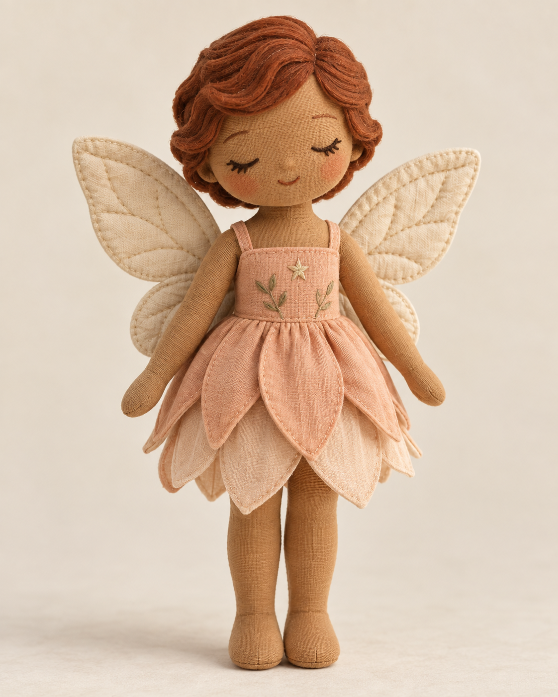 AI design concept of a peach fairy soft fairy doll; not a manufactured sample